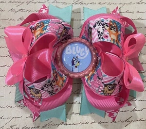 Bluey Character Bluey Bow Large Double Layered Boutique Hair Clip Handmade USA; - Picture 1 of 1