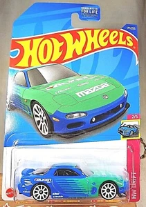 2022 Hot Wheels #177 HW Drift-Falken 2/5 '95 MAZDA RX-7 Blue w/White 10 Spokes - Picture 1 of 5