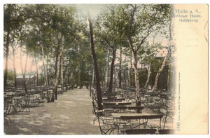 Litho Ak Halle Saale Dölauer Heide Heidekrug Biergarten 1918 - Bild 1 von 2