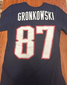 Nike Rob Gronkowski New England Patriots T Blue Shirt Athletic Cut #87 Tom Brady - Picture 1 of 4