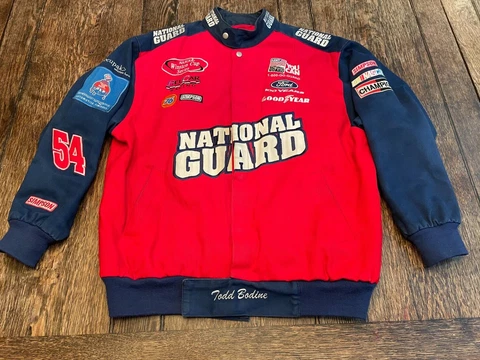 vintage TODD BODINE National Guard mens L Jeff Hamilton Racing Collection jacket Cover
