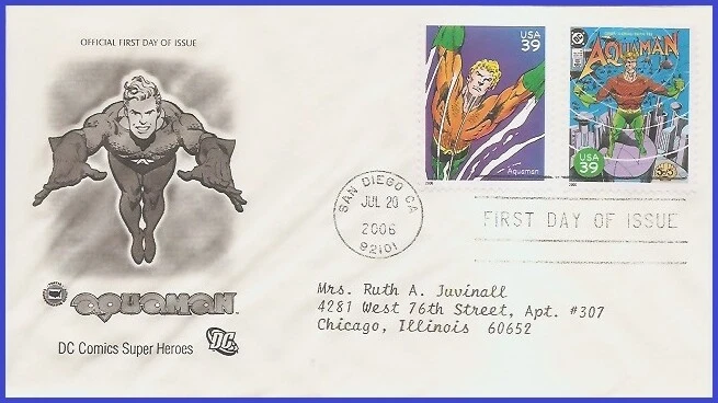 USA3 #4084h ADDR PCS ARTCRAFT FDC STR2  Aquaman Comics Superheroes - Image 1 of 1