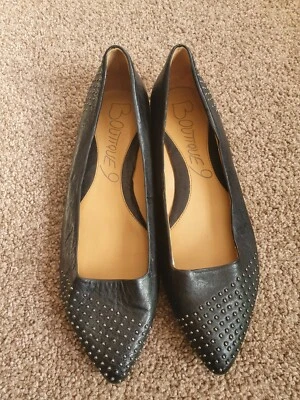 Ladies Size 10M Boutique 9 Leather Flat Shoes Black With Studs. - image 1 of 4