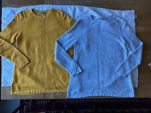 2 X COS Jumper Grey / Mustard Yellow Cotton Textured Oversized Size S - Picture 1 of 8