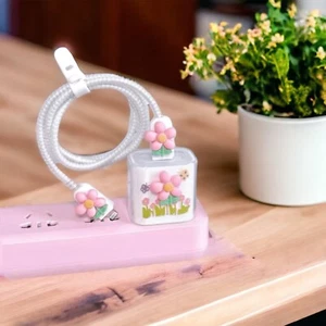Flower Silicone USB Protector Cable Cord Charger Cover Wire Saver Cute Plug - Picture 1 of 15