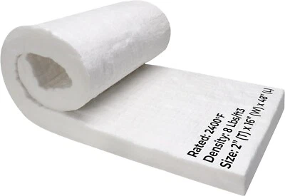 SIMOND STORE Ceramic Fiber Blanket - 2" x 16" x 48" -High Temp Insulation Blanket - 8#, 2400F