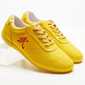 Unisex Leather Kung Fu Tai Chi Shoes Martial Arts Training Sneakers Footwear New - Picture 1 of 9