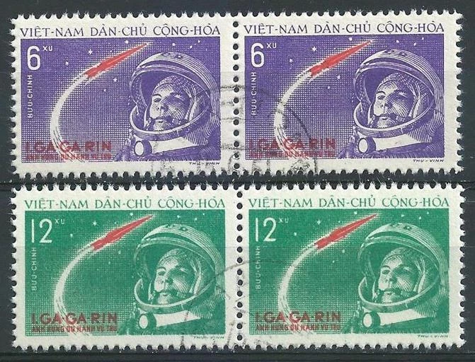 Vietnam 1961 Sc# 160-61 set Gagarin space pairs CTO CV $22 - Image 1 of 1