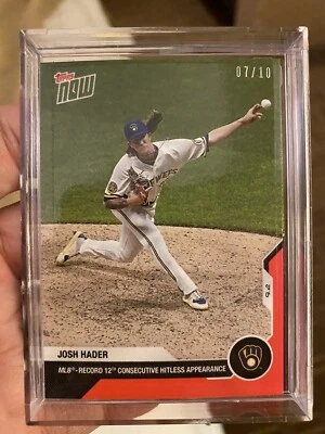 2020 Topps Now #201 JOSH HADER 12th Consecutive Hitless Appearance /10 RED - Image 1 of 2