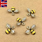 Bee Charms Pendent Necklace Bracelet Earrings Jewellery Making Craft Black Gold