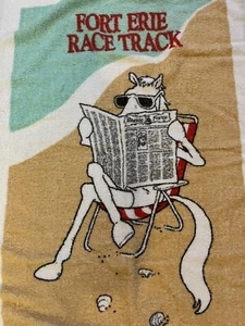 Rare Vintage Fort Erie Ontario Horse Racetrack Beach Pool Towel 20 x 44 1980's - Picture 1 of 4