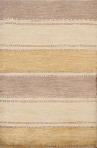 Gestreifter Gabbeh Kashkoli orientalischer Teppich Wolle handgeknüpft moderner 2'x3' Teppich - Bild 1 von 12