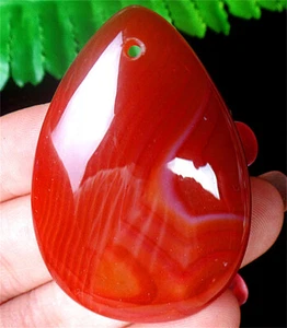 50x34x7mm Brown Red Stripes Onyx Agate Teardrop Healing Pendant Bead BQ67897 - Picture 1 of 3