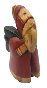 Hand-Carved Folk Art Wooden Santa Figure Rustic Christmas Decor Artisan Vintage - Picture 1 of 7