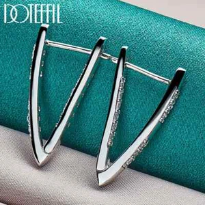 Pendientes dijes en V de plata esterlina 925 AAA DOTEFFIL para joyería moda - Imagen 1 de 6