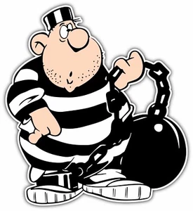 Prisoner Jail Prison Cell Funny Car Bumper Vinyl Sticker Decal 4"X5" - Picture 1 of 1