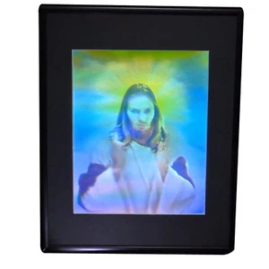 Jesus (Large) Stereogram 3D Collectible Hologram Picture - EMBOSSED - Framed - Picture 1 of 12