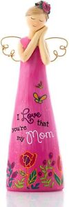 I Love You're My Mom Pink Floral Angel 6.5 Inch Resin Tabletop Figurine 897329