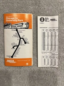 Vintage 1986 Metra Fahrplan für Chicago nach University Park & Blue Island Branch - Bild 1 von 5