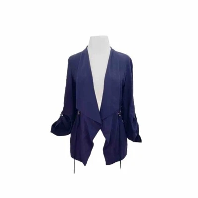 Jaqueta Zara Blogger Favorite azul marinho drapeada utilitária safári com bolsos tamanho P/M - Imagem 1 de 4