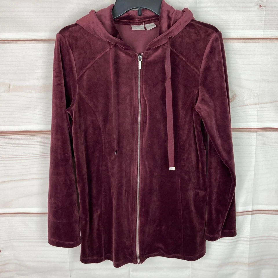 Chicos Zenergy Sudadera con Capucha Mujer S 0 Rojo Terciopelo Cremallera Completa Con Capucha Broches Laterales Sólidos Foto 1 de 4