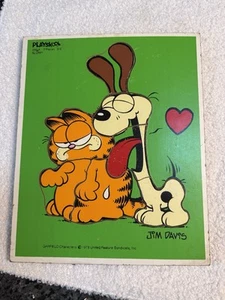 1978 Playskool Vintage Wooden Puzzle Garfield Odie Slurp Jim Davis - Picture 1 of 2
