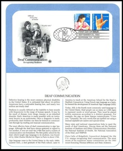 1993 American Sign Language Sc 2783-2784 FDC PCS panel deaf culture I love you - Picture 1 of 1