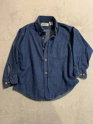 Vintage L.L. Camisa Bean Niños Talla XX Pequeña 4 Denim Abotonada Hecha en EE. UU. Foto 1 de 4