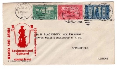 #617-9 Lexington - Concord Set FDC 1925 - Washington DC w/ Sanders A/O - Image 1 of 2