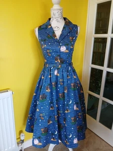 Lindy Bop Matilda Owl & Pussycat Print Swing Dress UK Size 8-10 (US Size 4-6) - Picture 1 of 12