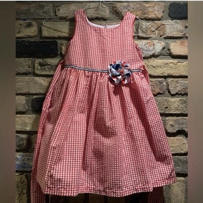 Girls size 6 patriotic checkered seersucker dress - Image 1 of 4