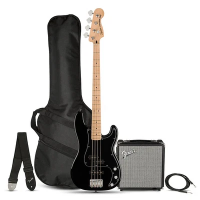 Squier Affinity Series PJ Bass Maple FB Pack with Fender Rumble 15G Amp Black - Image 1 of 4