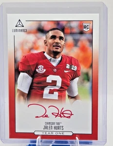 2020 LUMINANCE JALEN HURTS RC ON CARD AUTO DOUBLE COLOR MATCH! SP VARIATION! - Picture 1 of 9