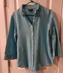 Toofan Damen Top Größe L Babyblau Knopfleiste Knöpfe hinten und vorne - Bild 1 von 8