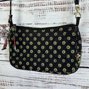 Vintage Vera Bradley gesteppte Damen-Umhängetasche Handtasche schwarz rot Blumen Sonnenblume - Bild 1 von 8