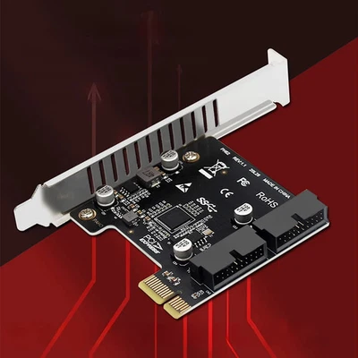 PCIe to USB3.0 Dual 19/20 Pin Connector for Front Panel Card Adapter Card - Image 1 of 4