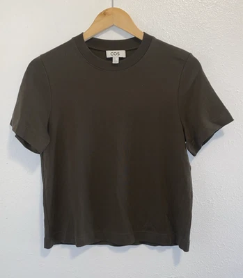 COS 100% Cotton Jersey Cropped Crewneck Tee Olive Green Size Small NWOT - Image 1 of 3