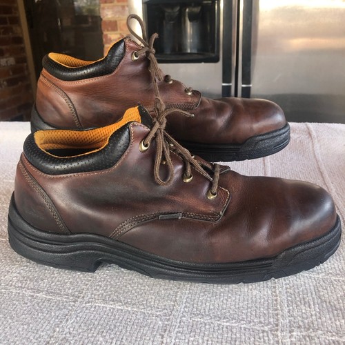 Timberland Titan scarpa Oxford da lavoro punta in lega taglia 13 M marrone punta di sicurezza pelle
