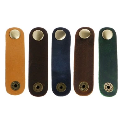 Faux Leather Cable Cord Organizer Clip Wrap Bobbin Earphone Wire Winder Tool - Image 1 of 4