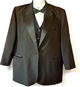 Lady Henry Segal Tux Set Womens Size 16 Black Tuxedo Jacket Vest Button Up Shirt - Picture 1 of 21