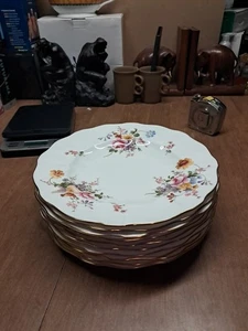 10 ROYAL CROWN DERBY "DERBY POSIES" DINNER PLATES 10.5" GOLD RIMS Euc+ Bin Aaa - Picture 1 of 21
