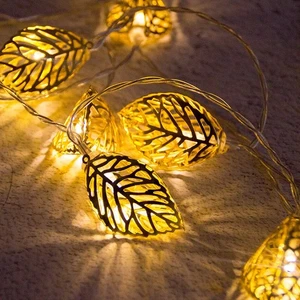 Leaf Shaped LED Fairy String Lights Battery Powered Home Party Wedding Decor - Picture 1 of 9