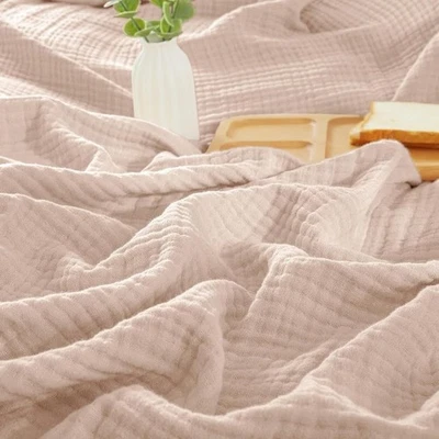 Manta de muselina de algodón suave transpirable acogedora todas las estaciones viaje uso infantil Foto 1 de 4