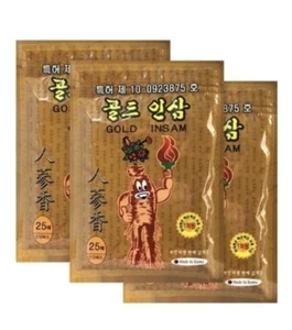 Korean Gold Insam Ginseng Pain Fatigue Relief Hot Pack Patch 3 PACKS(75 sheets) - Picture 1 of 5