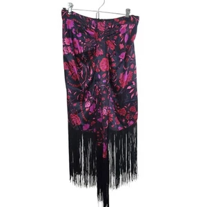 Anthropologie Sabina Musayev Silvana Skirt Satin Fringe Boho NWT Medium - Picture 1 of 13