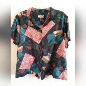Vintage Havana Jack's Cafe Women's Camp Shirt Short Sleeve Size 2X Chest 44" - Picture 1 of 7