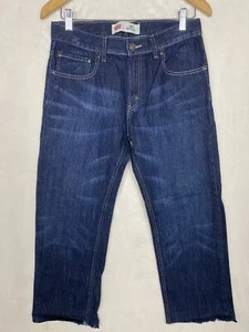 Levi’s 505 Classic Straight Leg Fit Youth Size 18 Dark wash Frayed Hem 5 pocket - Picture 1 of 14
