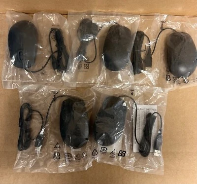 *LOT OF 5* NEW Genuine Dell MS111 Black Optical 3-Button Scroll Wheel USB Mouse - Image 1 of 2