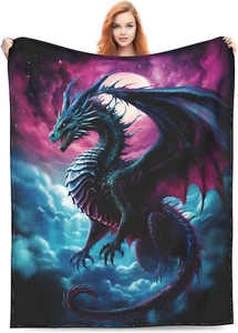 Drachendecke und Überwürfe weich kuschelig Flanell Drachen Überwurf Decke Geschenk - Bild 1 von 12