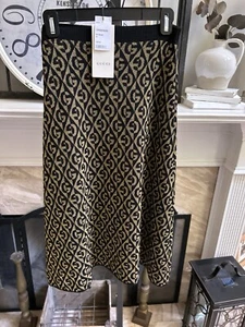 NEW NWT $980 GUCCI A line midi skirt - black and metallic gold - sz XS - Picture 1 of 10